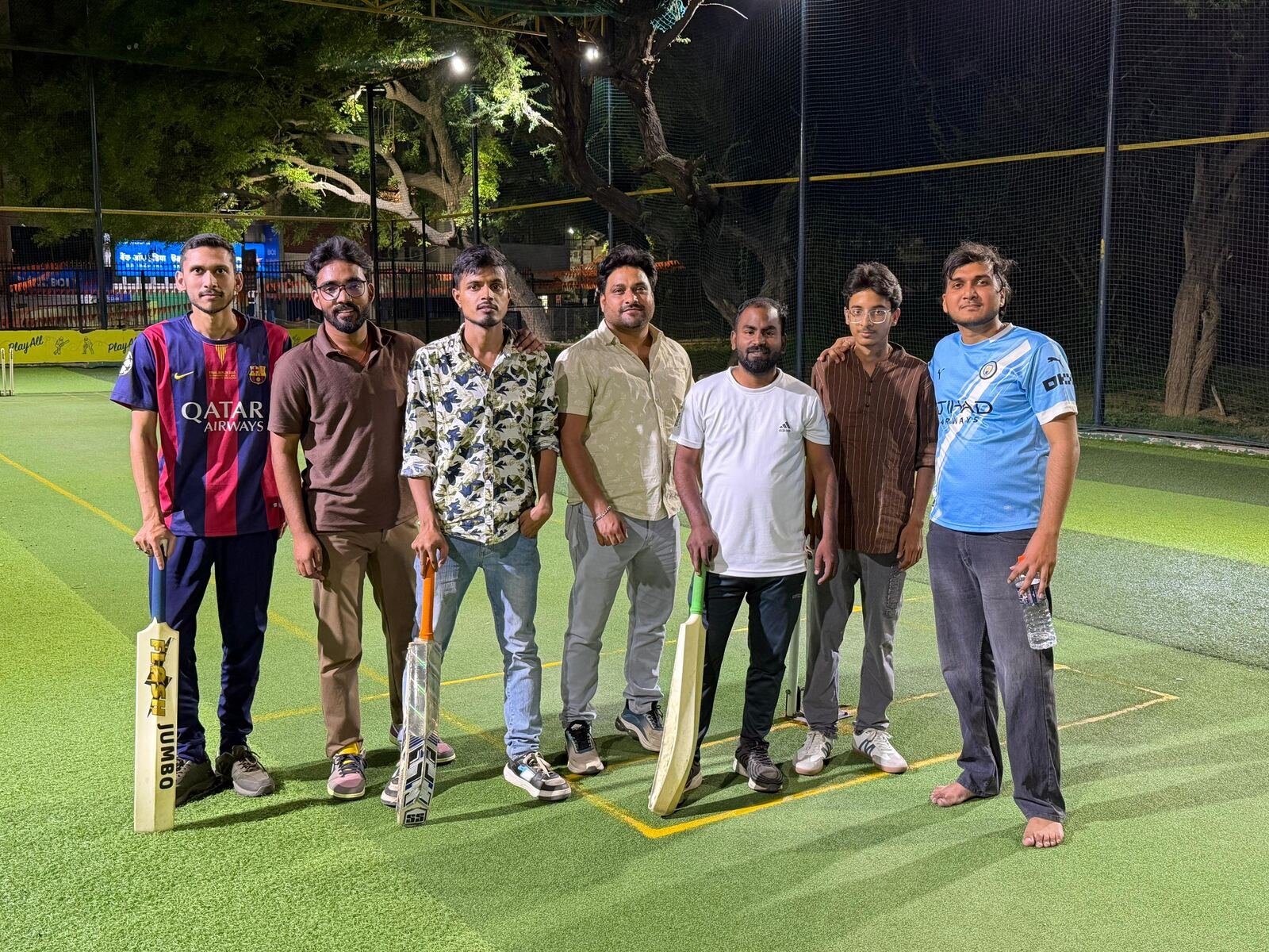 Founders XI before the Sunday box-cricket toss