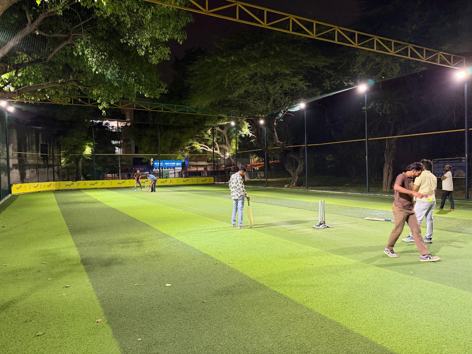 Batting practice under floodlights
